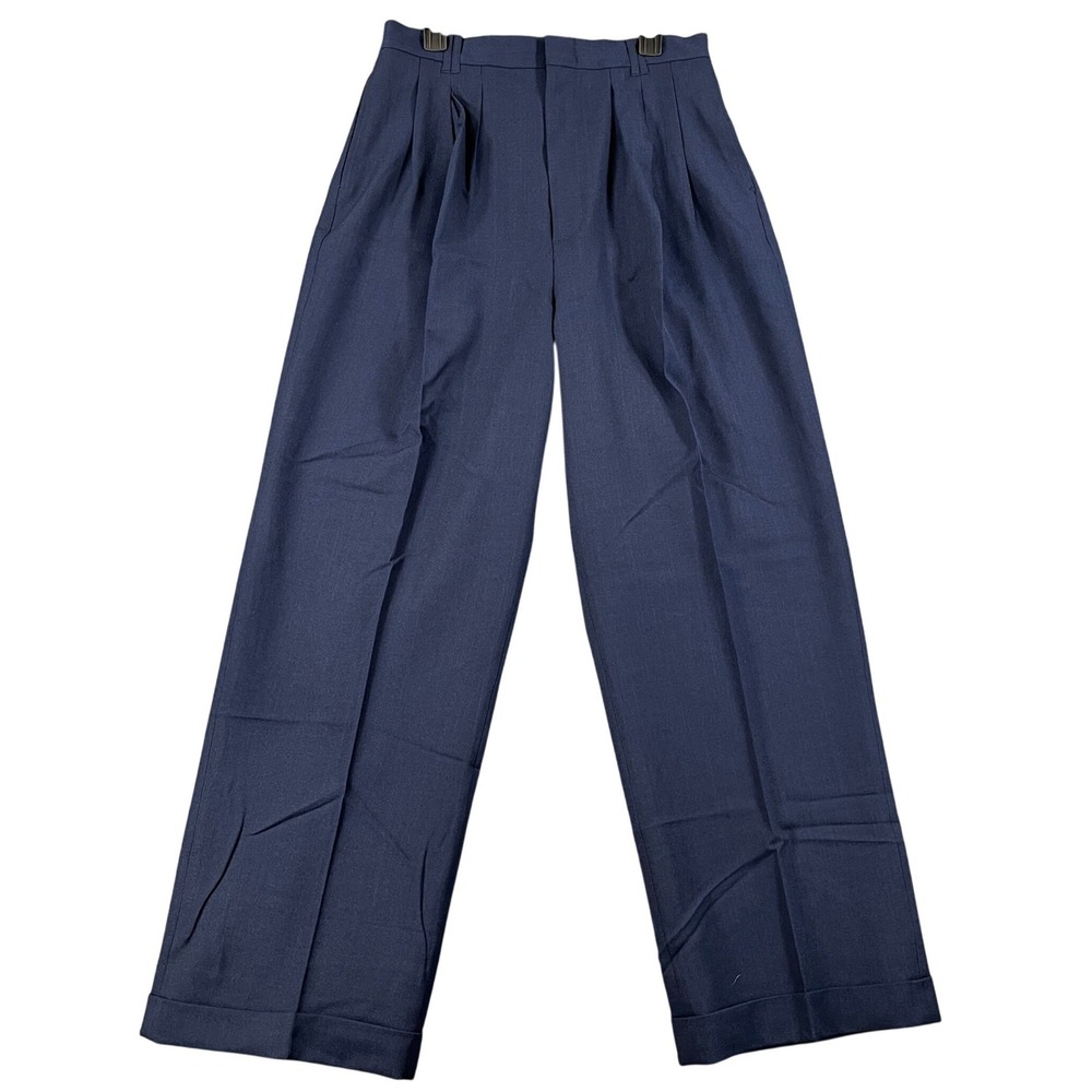 Vintage 90s Smokey Joes Bruno Pleated Trousers Mens 33L Navy Double Pleat Formal